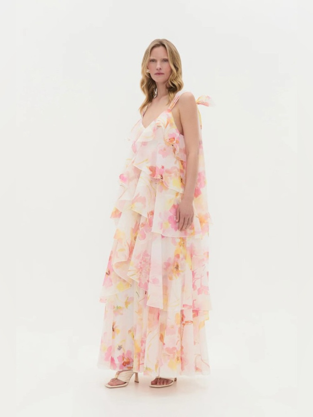 Aje Gracie Shoulder Tie Tiered Ruffle Multi Floral Print Maxi Dress AU6/US2 NWOT - Picture 8 of 8